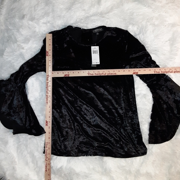 CONTEXT AT LORD & TAYLOR BLACK CRUSHED VELVET TOP - Picture 4 of 7